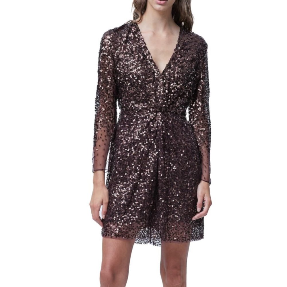 NWT French Connection Emille Sparkle Long Sleeve Sequin Sheath Dress 2